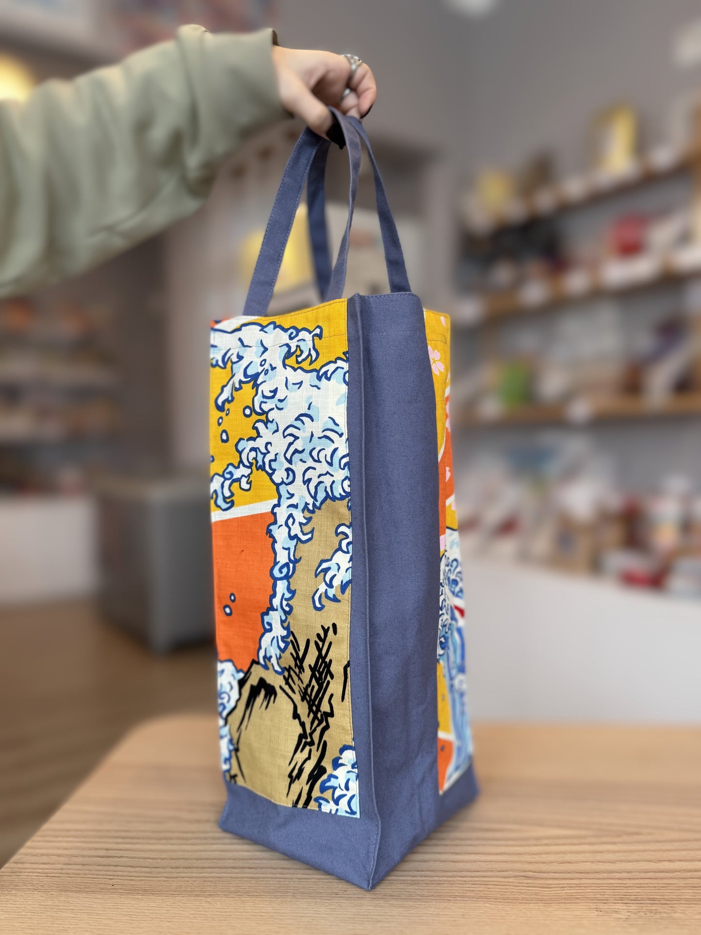 Sac toile japonaise "Tai-Ryo" taille L – Bouteille, baguette et accessoires