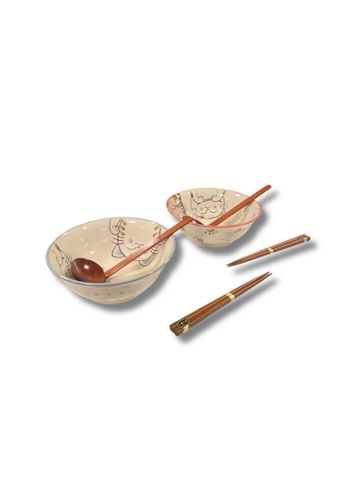 Ensemble Ramen Animaux Ø22cm – Céramique Mino-yaki Japon