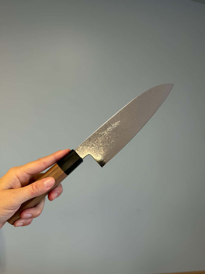 Santoku Damase-Gin3 180mm - Manche Noyer