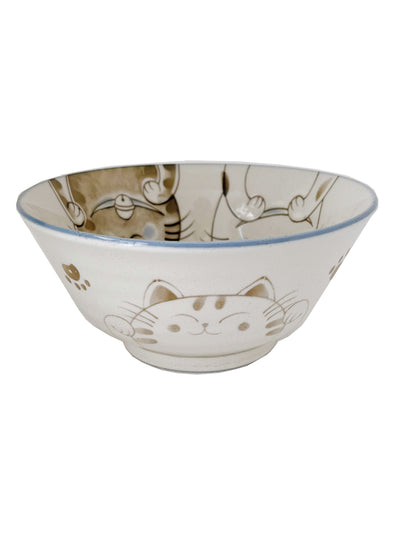 Bol Ramen Chat Ø21cm – Vaisselle Japonaise Bleu & Rose